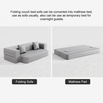 HMR Queen Folding Bed with Pillows - Light Gray, Leath-aire