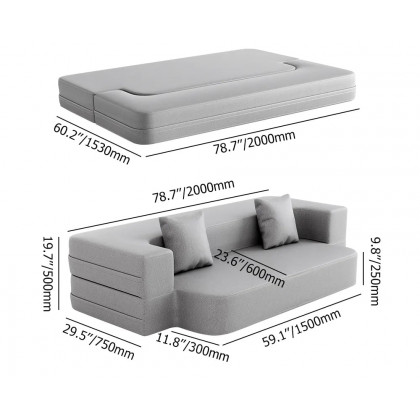 HMR Queen Folding Bed with Pillows - Light Gray, Leath-aire