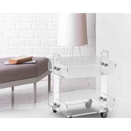 HMR - Modern Acrylic Rolling Bar with Handles in Gold