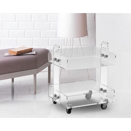 HMR - Modern Acrylic Rolling Bar with Handles in Gold
