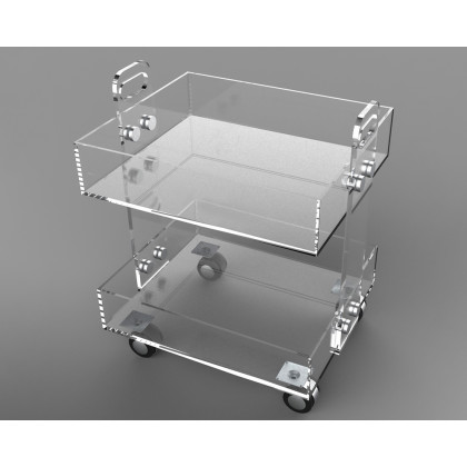 HMR - Modern Acrylic Rolling Bar with Handles in Gold