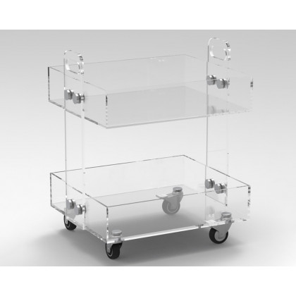 HMR - Modern Acrylic Rolling Bar with Handles in Gold
