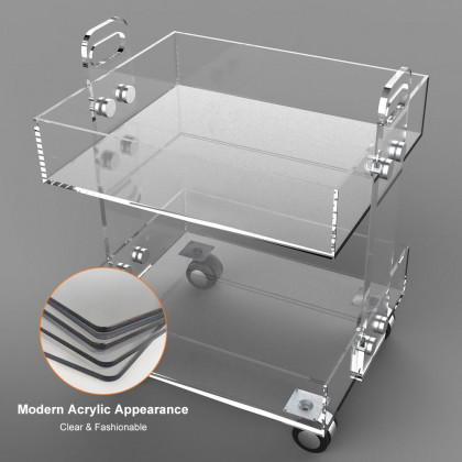 HMR - Modern Acrylic Rolling Bar with Handles in Gold
