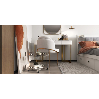 HMR - Modern Acrylic Rolling Bar with Handles in Gold