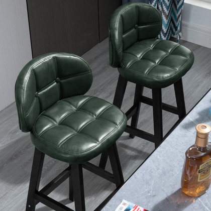 HMR Rustic 30" Bar Stools with PU Leather Upholstery (Set of 2) - Green