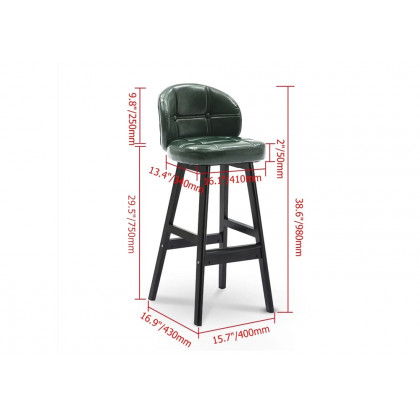 HMR Rustic 30" Bar Stools with PU Leather Upholstery (Set of 2) - Green