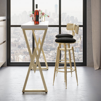 HMR Modern Adjustable Swivel Bar Stools with Velvet Upholstery (Set of 2) - Black