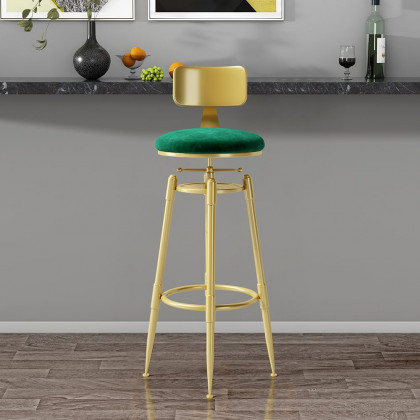 HMR Modern Adjustable Swivel Bar Stools with Velvet Upholstery (Set of 2) - Green