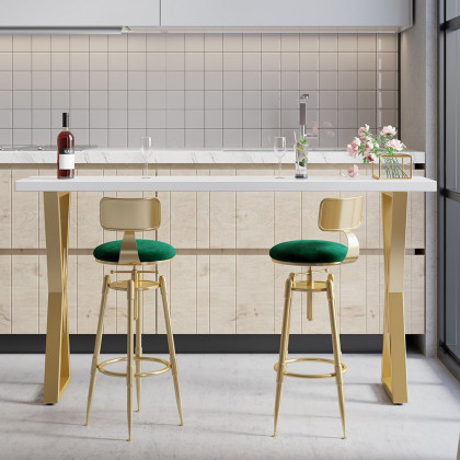 HMR Modern Adjustable Swivel Bar Stools with Velvet Upholstery (Set of 2) - Green