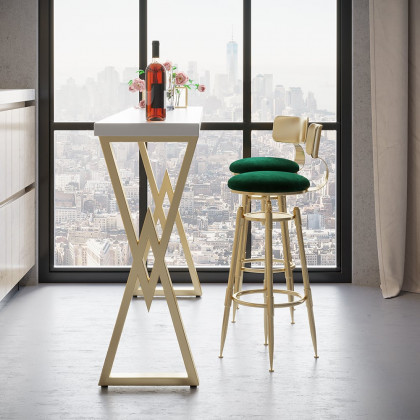 HMR Modern Adjustable Swivel Bar Stools with Velvet Upholstery (Set of 2) - Green