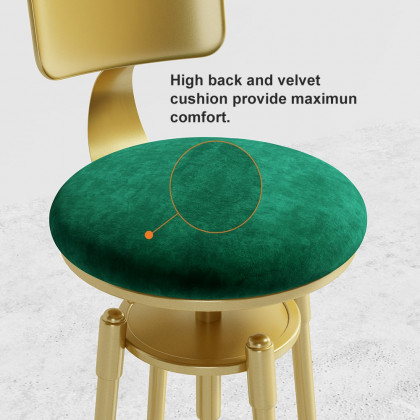 HMR Modern Adjustable Swivel Bar Stools with Velvet Upholstery (Set of 2) - Green