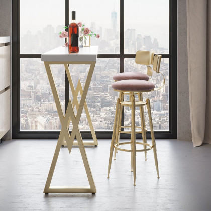 HMR Modern Adjustable Swivel Bar Stools with Velvet Upholstery (Set of 2) - Pink