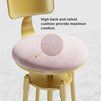 HMR Modern Adjustable Swivel Bar Stools with Velvet Upholstery (Set of 2) - Pink