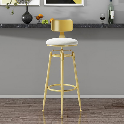 HMR Modern Adjustable Swivel Bar Stools with Velvet Upholstery (Set of 2) - White