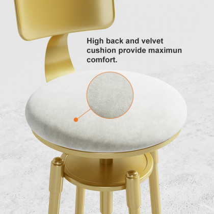 HMR Modern Adjustable Swivel Bar Stools with Velvet Upholstery (Set of 2) - White