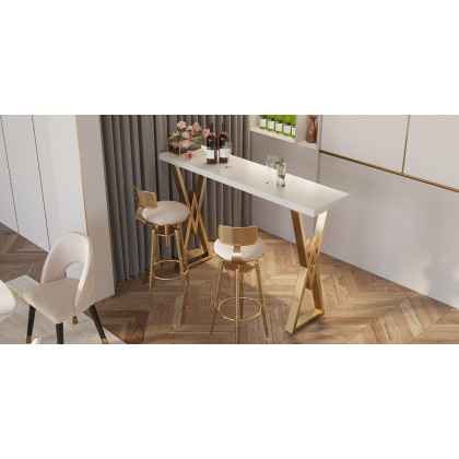 HMR Modern Adjustable Swivel Bar Stools with Velvet Upholstery (Set of 2) - White