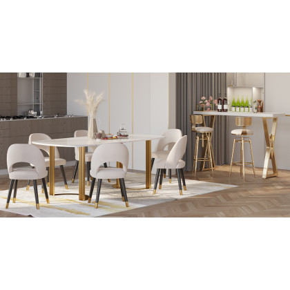 HMR Modern Adjustable Swivel Bar Stools with Velvet Upholstery (Set of 2) - White