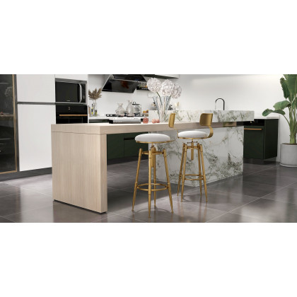 HMR Modern Adjustable Swivel Bar Stools with Velvet Upholstery (Set of 2) - White