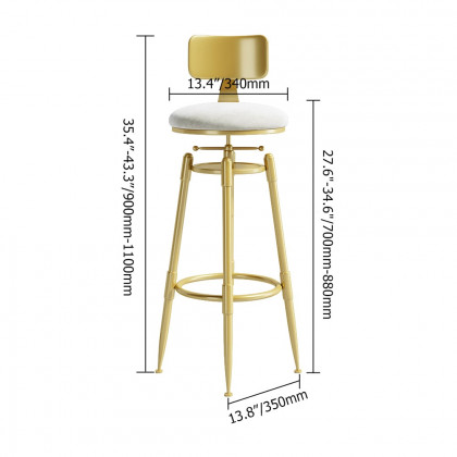 HMR Modern Adjustable Swivel Bar Stools with Velvet Upholstery (Set of 2) - White