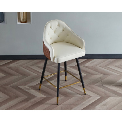HMR Modern Counter Stools with PU Leather Upholstery - Beige