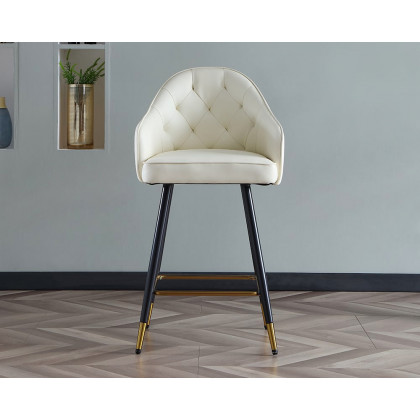 HMR Modern Counter Stools with PU Leather Upholstery - Beige
