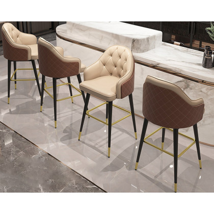 HMR Modern Counter Stools with PU Leather Upholstery - Beige