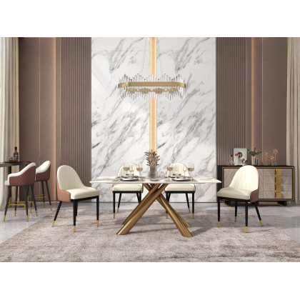 HMR Modern Counter Stools with PU Leather Upholstery - Beige