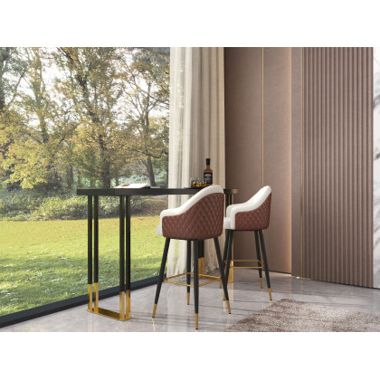 HMR Modern Counter Stools with PU Leather Upholstery - Beige