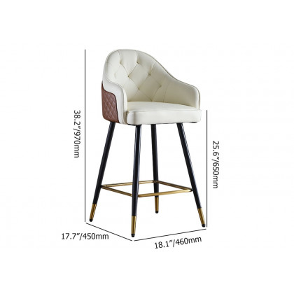HMR Modern Counter Stools with PU Leather Upholstery - Beige