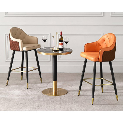 HMR Modern Counter Stools with PU Leather Upholstery - Orange
