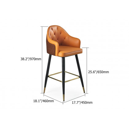 HMR Modern Counter Stools with PU Leather Upholstery - Orange
