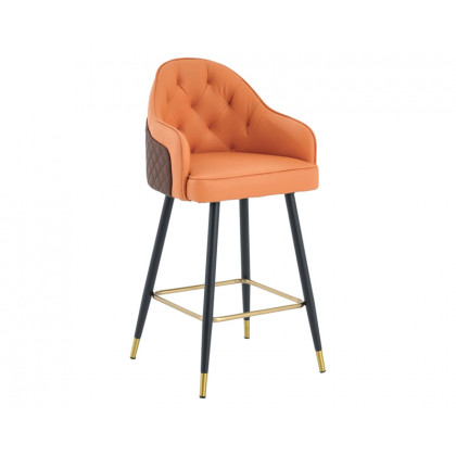 HMR Modern Counter Stools with PU Leather Upholstery - Orange