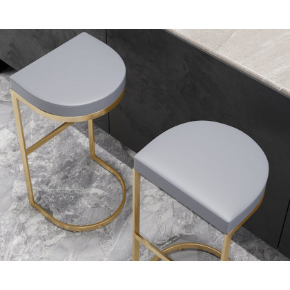 HMR Modern Counter Stools with PU Leather Upholstery - Gray