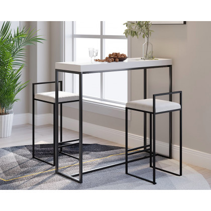 HMR Modern Counter Stools with Velvet Upholstery (Set of 2) - White/Black