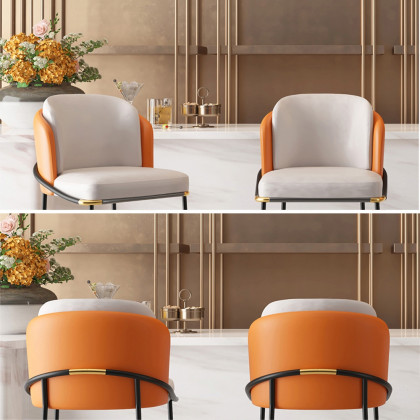 HMR Linenic Series Modern PU Leather Bar Stools - Orange, 20.9"L x 20.9"W x 41.3"H, 1-Piece