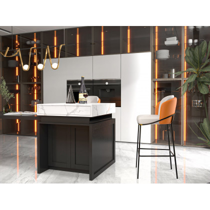 HMR Linenic Series Modern PU Leather Bar Stools - Orange, 20.9"L x 20.9"W x 41.3"H, 1-Piece