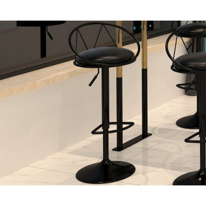 HMR Modern Adjustable Swivel PU Leather Upholstered Counter Stools with (Set of 2) - Black