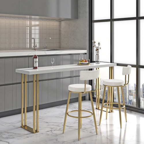 HMR Affordable Luxury Modern Velvet Upholstered Bar Stools - White