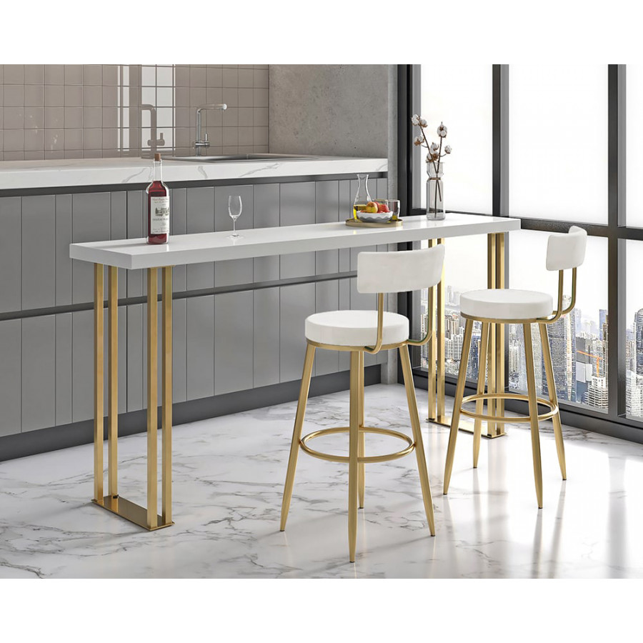 HMR Affordable Luxury Modern Velvet Upholstered Bar Stools - White