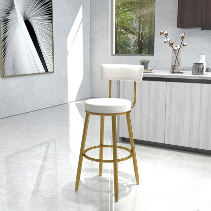 HMR Affordable Luxury Modern Velvet Upholstered Bar Stools - White
