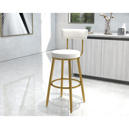 HMR Affordable Luxury Modern Velvet Upholstered Bar Stools - White