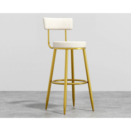 HMR Affordable Luxury Modern Velvet Upholstered Bar Stools - White