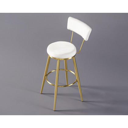 HMR Affordable Luxury Modern Velvet Upholstered Bar Stools - White
