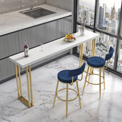 HMR Affordable Luxury Modern Velvet Upholstered Bar Stools - Blue