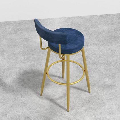 HMR Affordable Luxury Modern Velvet Upholstered Bar Stools - Blue