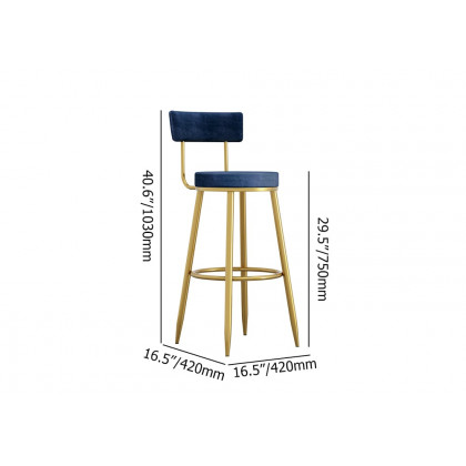 HMR Affordable Luxury Modern Velvet Upholstered Bar Stools - Blue