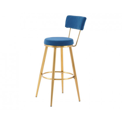 HMR Affordable Luxury Modern Velvet Upholstered Bar Stools - Blue