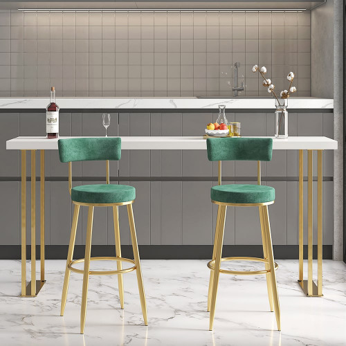 HMR Affordable Luxury Modern Velvet Upholstered Bar Stools - Green