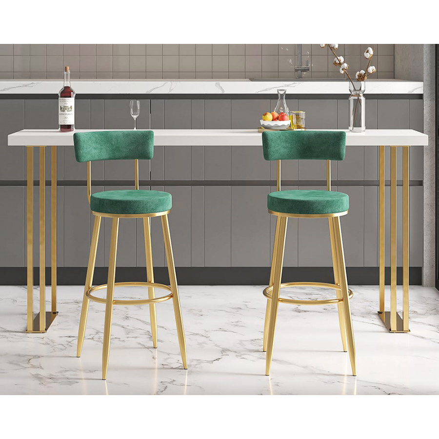 HMR Affordable Luxury Modern Velvet Upholstered Bar Stools - Green