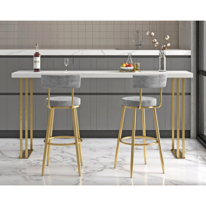 HMR Affordable Luxury Modern Velvet Upholstered Bar Stools - Gray